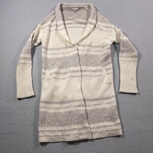 Athleta Cardigan Sweater Women XXS Beige Gray Longline Wool‎ Cashmere Blend Open